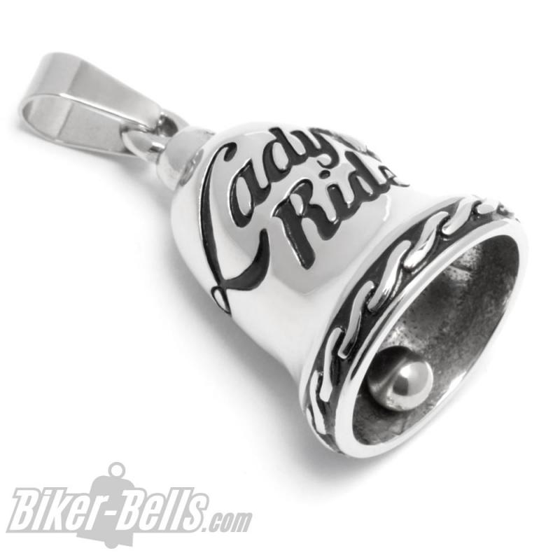 Biker-Bell Lady Rider with Rose Stainless Steel Ride Bell Gift for Female Motorcyclist